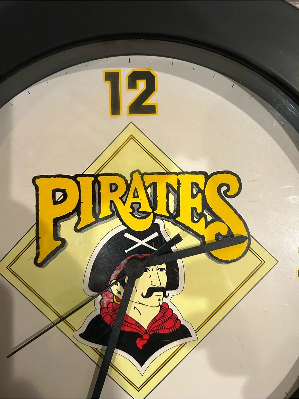 Bulova Pirates Wall Clock - Black and Yellow with Red Accent